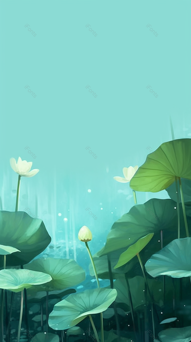 蓝色简约荷花池背景插画图,插画/手绘图,插画/手绘图库,插画/手绘图下载,插画/手绘